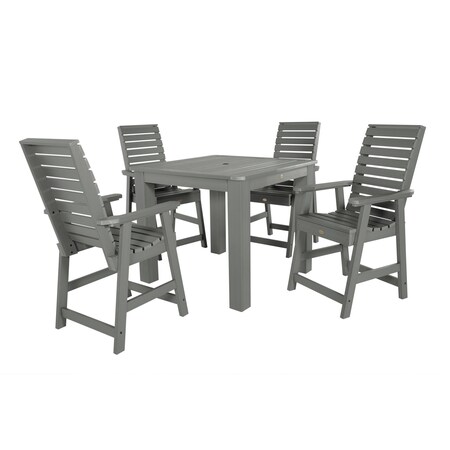 Highwood Usa Weatherly 5pc Square Counter Height Outdoor Furniture Dining Set AD-CNW44-CGE